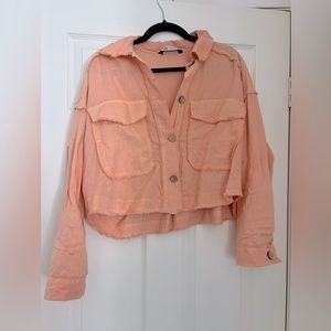NWOT Zara Cropped coral/orange shacket